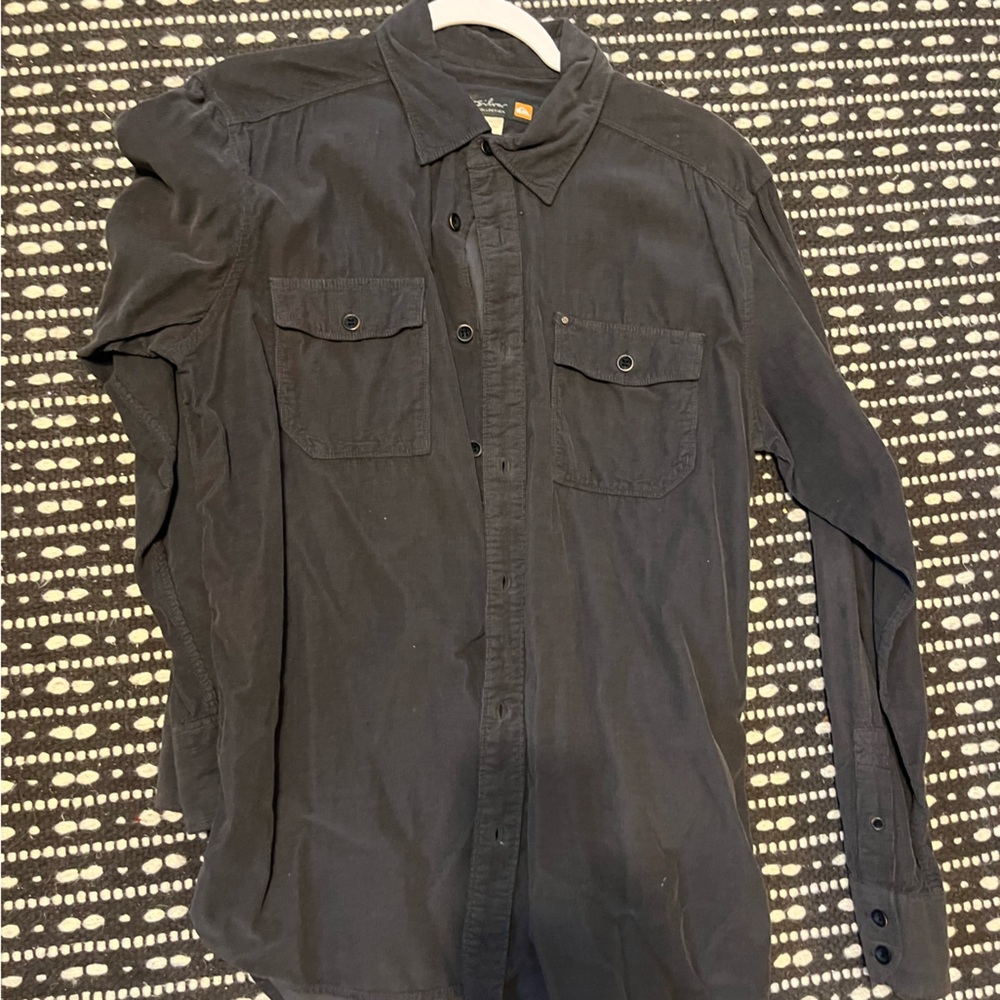 Quiksilver men’s button down corduroy shirt grey soft medium